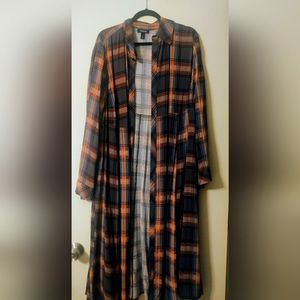 Multi plaid challis duster shirt kimono